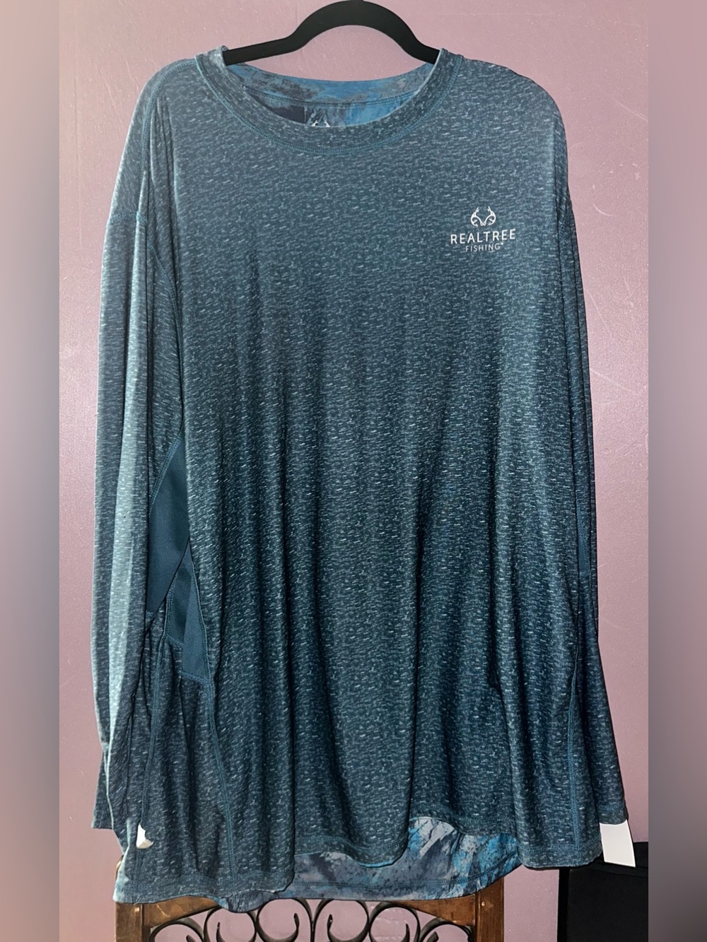 Realtree Heathered Teal Long-Sleeve Performance Shirt REVERSIBLE